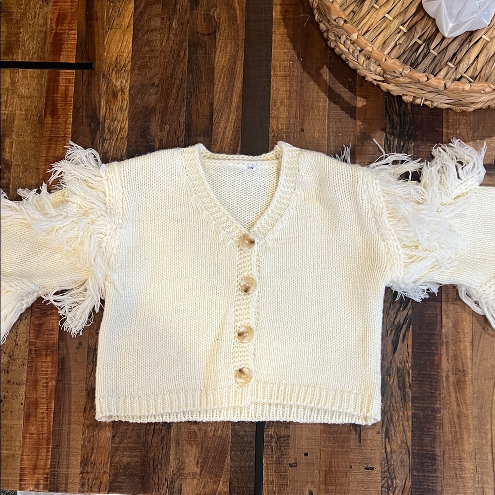 Zara Cream Kids Sweater with Fringe